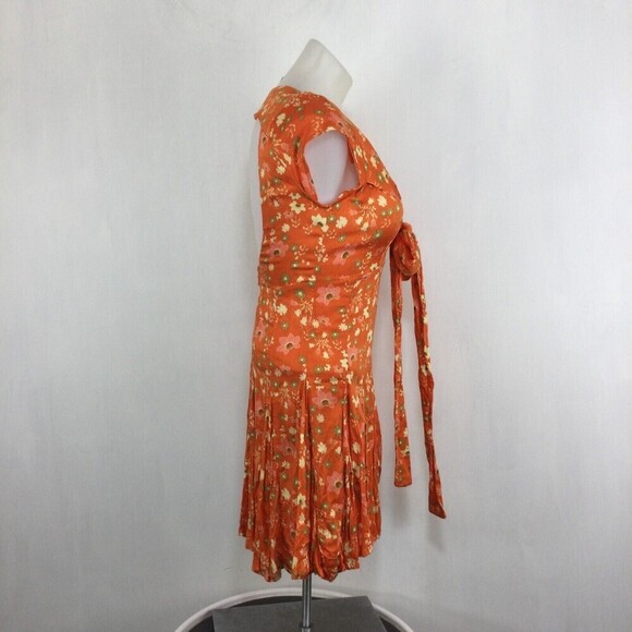 Free People Womens It Takes Two Wrap Dress Orange Peach Combo Size XS NWT $128 - Picture 3 of 14